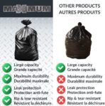 Maximum Heavy Duty Garbage Bags, 42-Gallon, 3 Mil, Black Garbage Bags Extra Large, Tear Resistant, Industrial Strength, 32 Counts - Image 10