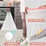 Small Trash-Bags-Bathroom 4 Gallon Drawstring Garbage-Bag - Kitchen Bedroom Car Size Unscented Clear White 90 Count Recycle Plastic Tall Liners for Office Outdoor Garden Waste Basket Can Heihaily - Image 4
