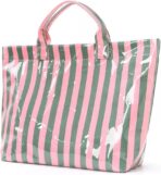 Women's Striped Waterproof Tote Bag - Large Capacity Lightweight Handbag Reusable Shopping Beach Bag - Image 3