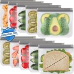Lerine 10 Pack Reusable Sandwich Bags Dishwasher Safe, BPA Free Reusable Quart Bags, Extra Thick Leak-proof Freezer Bags for Marinate Meats, Cereal, Travel Items, Home Organization (Gray, 10 Sandwich) - Image 2