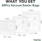 Reusable Vacuum Sealer Bags for Food 30Pcs (S/M/L), BPA-Free Sous Vide Bags for Microwave Heating, Cooking and Freezer Storage, Compatible with Most Handheld Sealers and Vacuum Sealer Machines - Image 3