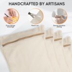4-Piece Medium Durable Organic Cotton Mesh Laundry Bags with Sturdy Zippers and Breathable Mesh are Delicate Laundry Bags for Underwear, Clothes, Pants and Socks - Image 4