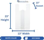 ASSUREPAK Easy Open - White Unprinted HDPE T-Shirt Bags 13"x10"x23" with handles – 500 Bags – 14 Microns - 1/5 BBL – Perfect for Supermarkets, Grocery Shopping and Store Purchases - Image 3