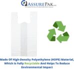 ASSUREPAK Easy Open - White Unprinted HDPE T-Shirt Bags 13"x10"x23" with handles – 500 Bags – 14 Microns - 1/5 BBL – Perfect for Supermarkets, Grocery Shopping and Store Purchases - Image 5