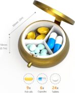 Small Pill Case Pill Box with Mirror Retro 3 Compartment Pill Holder for Purse or Pocket Bronze Portable Medicine Vitamin Container Fish Oil and Supplement Storage BPA-Free(Purple Butterfly) - Image 4