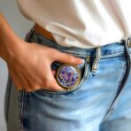 Small Pill Case Pill Box with Mirror Retro 3 Compartment Pill Holder for Purse or Pocket Bronze Portable Medicine Vitamin Container Fish Oil and Supplement Storage BPA-Free(Purple Butterfly) - Image 7