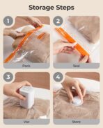 BAGSMART Vacuum Storage Bags for Travel with Rechargeable Air Pump, Portable Space Saver Bags for Travel & Home, Vacuum Compression Seal Bag for Clothing, Blanket, 18 Pack Multicolor - Image 8