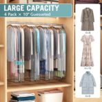 Clear Garment Bag for Hanging Clothes 10” Gusseted, 50” Suit Bags for Open Closet Storage Plastic Clothes Cover for Coat, Dress, Shirts, Fur, Jacket, Wardrobe Protectors, 4 Pack - Image 3