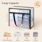Lifewit 6 Pack Clear Blanket Storage Bags, Foldable Plastic Clothes Organizer with Zipper, Closet Organization Containers and Moving Bag for Comforter, Bedding, Duvet, 40L - Image 3