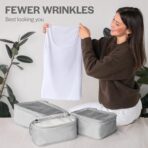 Aerotrunk Compression Packing Cubes for Travel - Luggage Organizer Bags - Double Zipper Packing Cubes for Suitcases (4-Pack, Light Grey) - Image 9