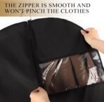 62-Inch Garment Bags Covers,Hanging Clothes Bag, Suit Cover Bags with Clear Window for Hanging Closet Clothes Storage and Travel (Black) - Image 5