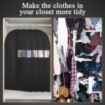 62-Inch Garment Bags Covers,Hanging Clothes Bag, Suit Cover Bags with Clear Window for Hanging Closet Clothes Storage and Travel (Black) - Image 8