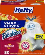 Hefty Ultra Strong 13 Gallon Trash Bags, Tall Kitchen Trash Bags 13 Gallon Size, White, Fabuloso Citrus & Fruits Scent, 80 Bags - Image 2
