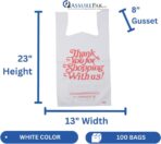 ASSUREPAK Easy Open - White 'Thank You' HDPE T-Shirt Bags - 1/5 BBL 13"X8"X23" - 17 Microns – 100 Units – Thank You Shopping Bags for Retail, Takeout, Restaurant Supplies - Image 3