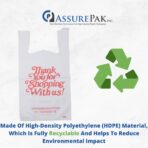ASSUREPAK Easy Open - White 'Thank You' HDPE T-Shirt Bags - 1/5 BBL 13"X8"X23" - 17 Microns – 100 Units – Thank You Shopping Bags for Retail, Takeout, Restaurant Supplies - Image 5