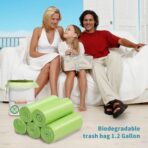 Small Trash Bags 1.2 Gallon - 120 Counts Bathroom Trash Bags Mini 5L Garbage Bags Biodegradable Food Waste Bags Compost Strong Bin Liner Recycle Rubbish Bag for Home Kitchen Office Pet, Green - Image 5