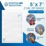 Spartan Industrial - 5” X 7” (1000 Count) 2 Mil Clear Reclosable Zip Plastic Poly Bags with Resealable Lock Seal Zipper - Image 3