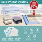 6 Pack Vacuum Storage Bags with Hand Pump, 80% Space Saver Vacuum Seal Storage Bags for Clothing, Travel Lugggage, Blankets, Comforters - Image 3