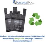 ASSUREPAK Easy Open - 100 Bags - Black Printed HDPE T-Shirt Bags - 1/6 BBL 11.5"X6"X21" - 13 microns - Black - Thank You Shopping Bags for Retail, Takeout, Restaurant Supplies – 208015STY-EO - Image 5