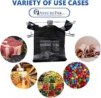 ASSUREPAK Easy Open - 100 Bags - Black Printed HDPE T-Shirt Bags - 1/6 BBL 11.5"X6"X21" - 13 microns - Black - Thank You Shopping Bags for Retail, Takeout, Restaurant Supplies – 208015STY-EO - Image 7