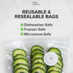 Chef Preserve Reusable Vacuum Sealer Bags for Food – 30 BPA-Free Medium (10 x 11 in) Food Storage Bags, Freezer, Microwave – Odor-Resistant, Leak-Proof – Compatible with Chef Preserve Vacuum Sealers - Image 4