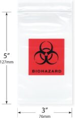 Plymor 3" x 5" (Pack of 100), 2 Mil Biohazard Zipper Reclosable Bags - Image 3
