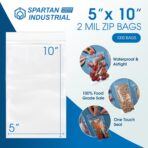 Spartan Industrial - 5” X 10” (1000 Count) 2 Mil Clear Reclosable Zip Plastic Poly Bags with Resealable Lock Seal Zipper - Image 3