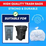 Veska 65 Gallon Clear Trash Bags, (50 Bags w/Ties) Clear Recycling Plastic Garbage Bags. 60 Gallon, 64 Gallon, 65 Gallon Trash Bags - Image 3