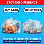 Veska 65 Gallon Clear Trash Bags, (50 Bags w/Ties) Clear Recycling Plastic Garbage Bags. 60 Gallon, 64 Gallon, 65 Gallon Trash Bags - Image 5