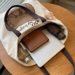 Cute Bear Canvas Tote Bag for Women, Aesthetic Reusable Grocery Bag with Zipper Closure and Inner Pocket, Durable Cotton Shoulder Bag for Shopping Travel Beach - Image 3