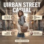 Cute Bear Canvas Tote Bag for Women, Aesthetic Reusable Grocery Bag with Zipper Closure and Inner Pocket, Durable Cotton Shoulder Bag for Shopping Travel Beach - Image 6