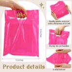 Janlaugh 300 Pcs Merchandise Bags with Die Cut Handle, 1.5 Mil 9 x 12 Inch Thick, Retail Bags, Plastic, for Shopping, Gift, Store, Customers, Boutique, Small Business(Pink Purple Teal) - Image 3