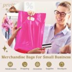 Janlaugh 300 Pcs Merchandise Bags with Die Cut Handle, 1.5 Mil 9 x 12 Inch Thick, Retail Bags, Plastic, for Shopping, Gift, Store, Customers, Boutique, Small Business(Pink Purple Teal) - Image 5