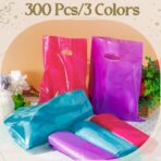 Janlaugh 300 Pcs Merchandise Bags with Die Cut Handle, 1.5 Mil 9 x 12 Inch Thick, Retail Bags, Plastic, for Shopping, Gift, Store, Customers, Boutique, Small Business(Pink Purple Teal) - Image 8