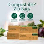 Cleanomic Compostable Zip Sandwich Bags - Leak Resistant, Gallon, Quart, Sandwich, Snack - 125 Count - Image 3