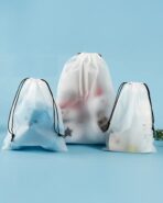 5PCS Set of Thick Frosted Transparent Drawstring Pouch Bags. Drawstring Storage Bags, A Must-Have for Travel Organization DJA1196-01 - Image 4