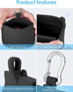 RBibei【One-Hand Access Silicone Dog Treat Pouch, Small Pocket Sized Training Pouch with Pull Tab & Auto Closing Lid for Easy Pet Training & Walking (Black) - Image 6