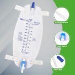 Easy-Tap Leg Bag Urinary Drainage Bag, 1000ml, Anti-Reflux Valve, Cloth Straps, Easy Flip Drain (Pack of 3) - Image 5