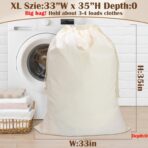 Canvas Laundry Bag 33"Wx 35"H, Thick Canvas Laundry Bag with Handles & Drawstring, Extra Large Heavy Duty Washable Basket Liner Hamper Liner Storage Sack (Beige XL, 1 Pack) - Image 4