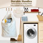 Canvas Laundry Bag 33"Wx 35"H, Thick Canvas Laundry Bag with Handles & Drawstring, Extra Large Heavy Duty Washable Basket Liner Hamper Liner Storage Sack (Beige XL, 1 Pack) - Image 5