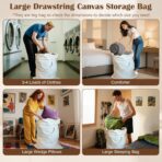 Canvas Laundry Bag 33"Wx 35"H, Thick Canvas Laundry Bag with Handles & Drawstring, Extra Large Heavy Duty Washable Basket Liner Hamper Liner Storage Sack (Beige XL, 1 Pack) - Image 6