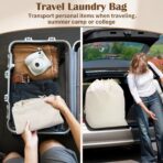 Canvas Laundry Bag 33"Wx 35"H, Thick Canvas Laundry Bag with Handles & Drawstring, Extra Large Heavy Duty Washable Basket Liner Hamper Liner Storage Sack (Beige XL, 1 Pack) - Image 8