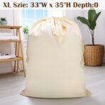 Canvas Laundry Bag 33"Wx 35"H, Thick Canvas Laundry Bag with Handles & Drawstring, Extra Large Heavy Duty Washable Basket Liner Hamper Liner Storage Sack (Beige XL, 1 Pack) - Image 9