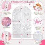 Nuenen 6pcs Garment Bags for Dance Costume Clothing Bags Hanging Clothes Clear Dance Garment Carrier for Dancers with 5 Zipper Pockets Closet Hanging Clothes Cover (White) - Image 4