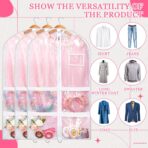 Nuenen 6pcs Garment Bags for Dance Costume Clothing Bags Hanging Clothes Clear Dance Garment Carrier for Dancers with 5 Zipper Pockets Closet Hanging Clothes Cover (White) - Image 8