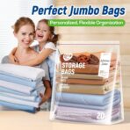 20 Gallon Jumbo Zipper Lock Storage Bags With Zip Top,24" x 28.5"+7",Reusable XXL Size Plastic Bag with Bottom for Food,Clothing,Travel,Moving,BPA-Free,3-Mil Thick - Image 6