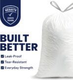 Plasticplace 5 Gallon Trash Bags - White Drawstring Garbage Bag Liners, 19" x 25" (100 Count) – Durable, Leak-Proof, Multi-Purpose Tall Kitchen, Bathroom, Office and Car TrashBags Plastic Bags 0.9 Mil - Image 3