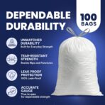 Plasticplace 5 Gallon Trash Bags - White Drawstring Garbage Bag Liners, 19" x 25" (100 Count) – Durable, Leak-Proof, Multi-Purpose Tall Kitchen, Bathroom, Office and Car TrashBags Plastic Bags 0.9 Mil - Image 5