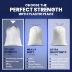 Plasticplace 5 Gallon Trash Bags - White Drawstring Garbage Bag Liners, 19" x 25" (100 Count) – Durable, Leak-Proof, Multi-Purpose Tall Kitchen, Bathroom, Office and Car TrashBags Plastic Bags 0.9 Mil - Image 6