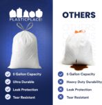 Plasticplace 5 Gallon Trash Bags - White Drawstring Garbage Bag Liners, 19" x 25" (100 Count) – Durable, Leak-Proof, Multi-Purpose Tall Kitchen, Bathroom, Office and Car TrashBags Plastic Bags 0.9 Mil - Image 8